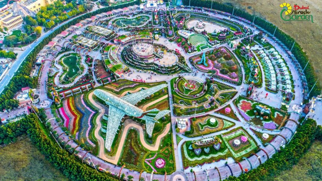 Dubai lesser known attractions - dubai miracle garden from air picturing flowers and vegetation