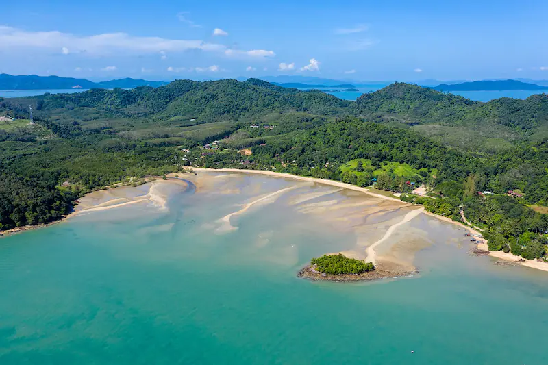 Image of Koh Yao Not beach in Thailand from Ariel.