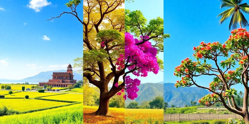 Beautiful Indian landscape representing different seasons.