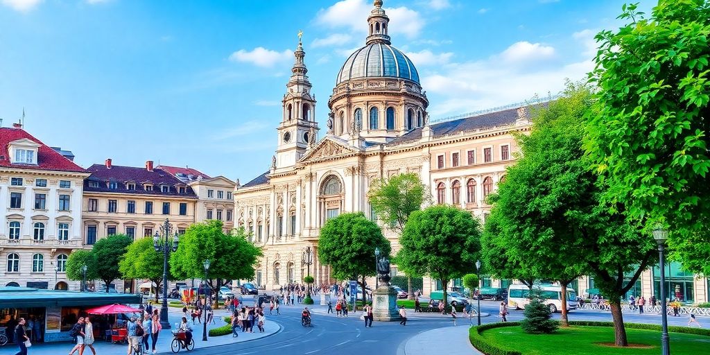 Scenic view of Vienna's historic architecture and vibrant streets.